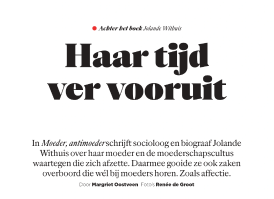 Interview met Jolande Withuis (NSV erelid) in de Volkskrant over haar nieuwe boek (moeder, anti-moeder)